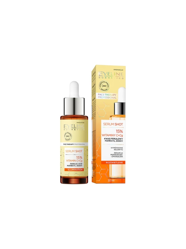 Eveline Serum Shot Illuminating Treatment voor gezicht, hals en decolleté 15% Vitamine C+Cg 30 ml