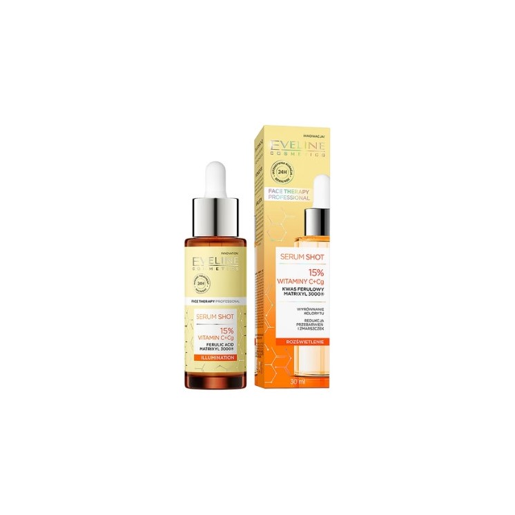 Eveline Serum Shot Illuminating Treatment voor gezicht, hals en decolleté 15% Vitamine C+Cg 30 ml