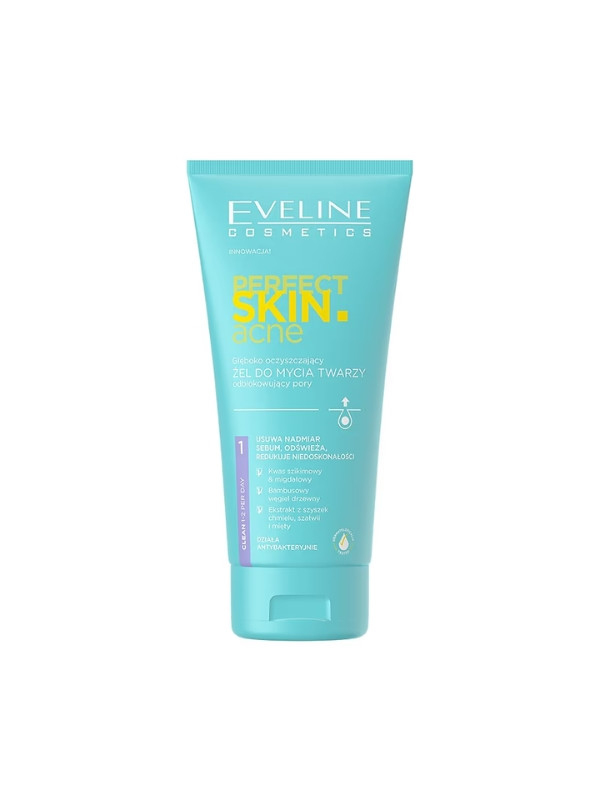 Eveline Perfect Skin Acne deep cleansing face wash gel unclogging pores 150 ml