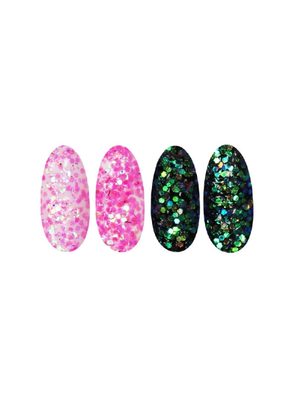 Ronney Glitter nail powder /44/ Neon pink foil