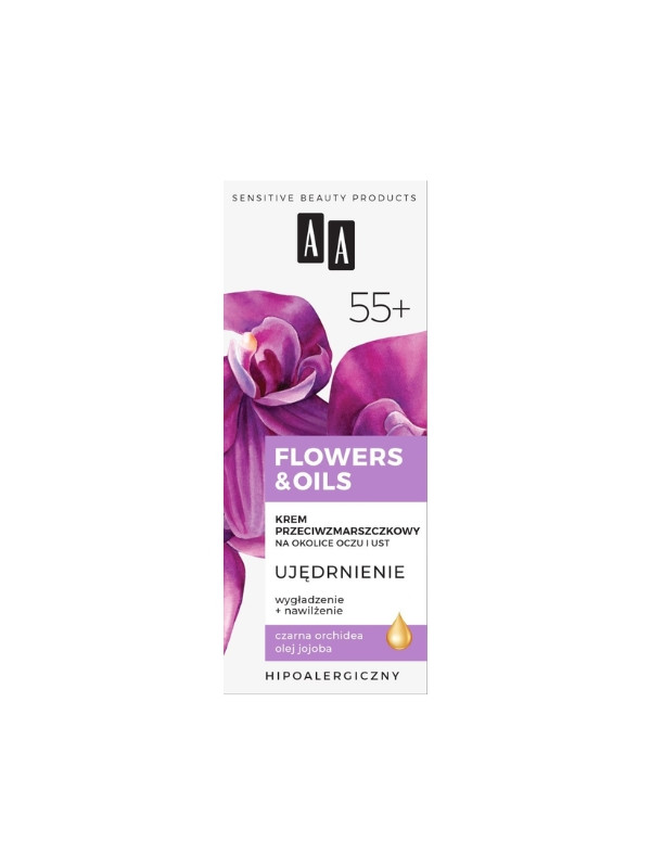 AA Flowers & Oils Straffende Anti-Falten-Creme für die Augen- und Lippenpartie 55+ 15 ml