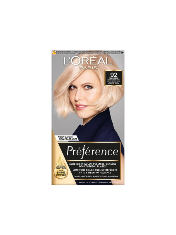 L'oreal Preference Hair dye /92/ Very Very Light Beige-pearl Blond