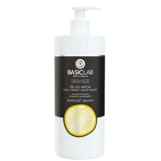 BasicLab Masculis Gel voor het wassen van lichaam, gezicht en hoofdhuid Frisheid en balans 500 ml