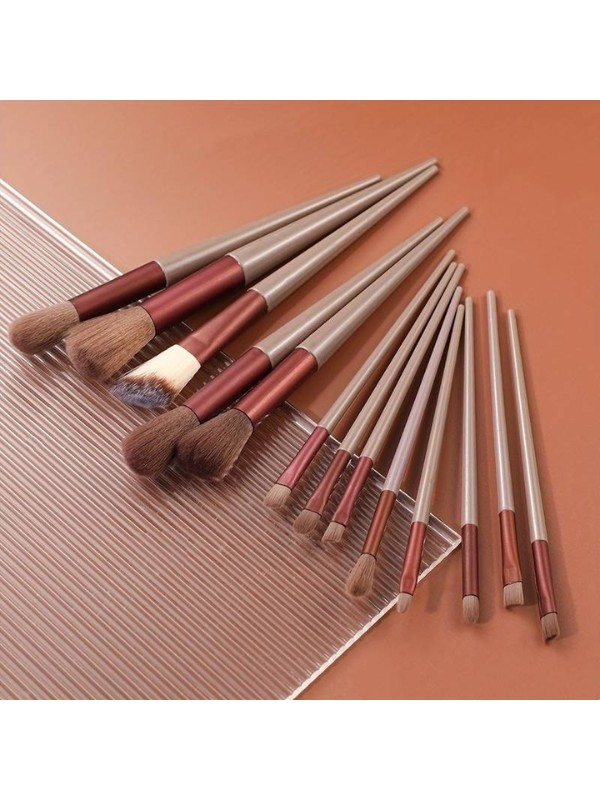 A set of professional Pink Red makeup brushes, 13 pieces