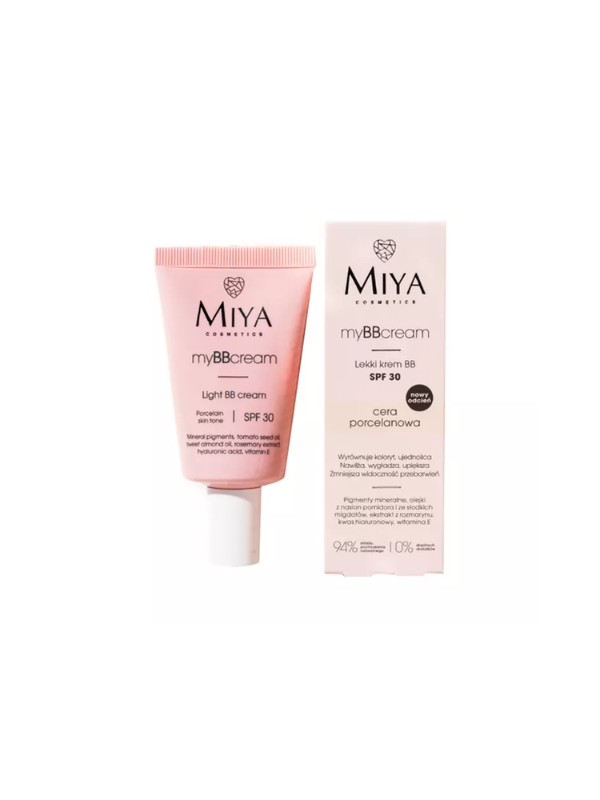 Miya Cosmetics myBBcream lichte BB gezichtscrème SPF30 voor porseleinen huid 40 ml