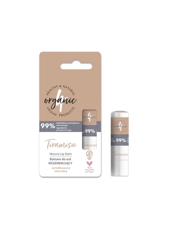 4Organic Natuurlijke regenererende Tiramisu lippenbalsem 5 g