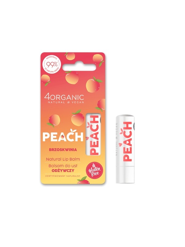 4Organic Natural Nourishing Peach Lip Balm 5 g