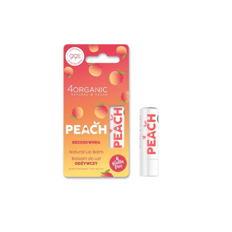 4Organic Natural Nourishing Peach Lip Balm 5 g