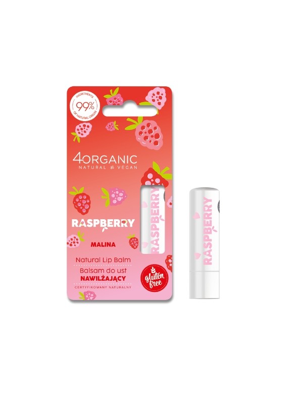 4Organic Natural moisturizing Raspberry lip balm 5 g