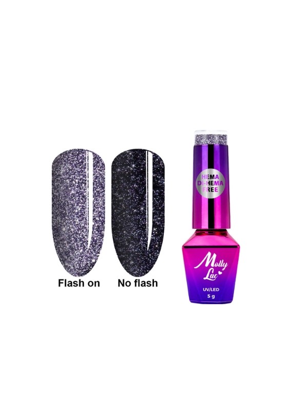 MollyLac /614/ Flashing Lights Hybride Nagellak Into the Darkness 5 ml