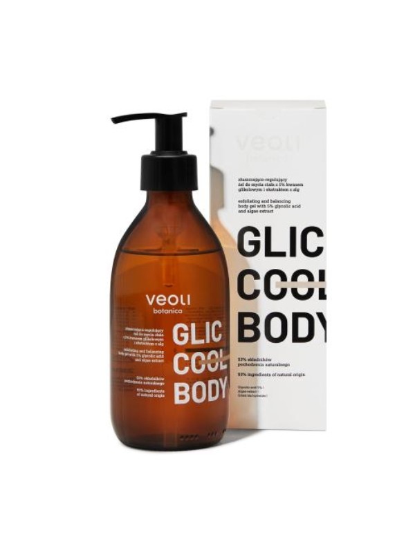 Veoli Botanica Glic Cool Body exfoliërende en regulerende lichaamswasgel met glycolzuur 280 ml