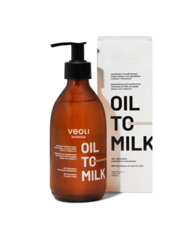 Veoli Botanica Oil to Milk feuchtigkeitsspendendes und transformierendes Körperwaschöl mit 2 % Ingwerextrakt, 290 ml