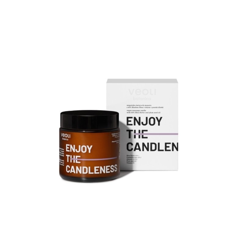 Veoli Botanica Enjoy the Candleness vegan body massage candle with 40% Shea butter and plum seed oil 100 ml