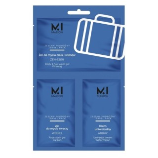 Marion Travel Pack Travel set for Men : Body and hair wash gel+Face wash gel+Universal cream