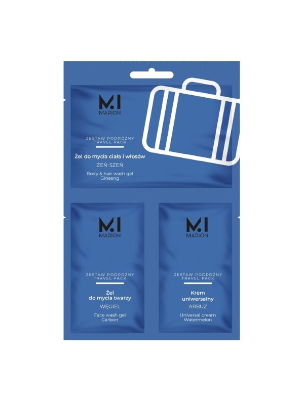 Marion Travel Pack Travel set for Men : Body and hair wash gel+Face wash gel+Universal cream