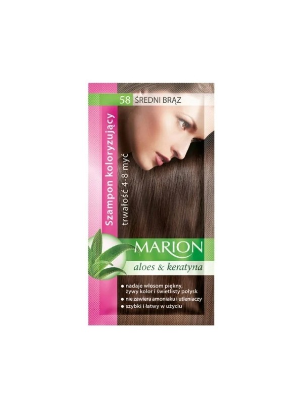 Marion Färbeshampoo mit Aloe-Extrakt 4-8 Haarwäschen /58/ Mittelbraun 40 ml