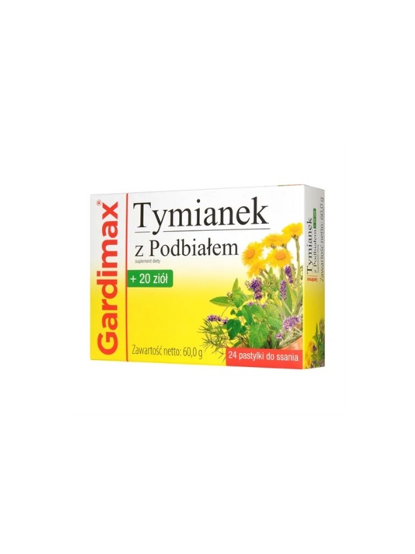 Gardimax Zuigtabletten voor keelpijn Tijm met klein hoefblad + 20 kruiden 24 zuigtabletten