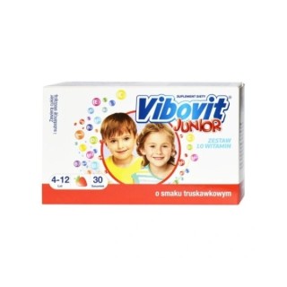 Vibovit Junior Vitaminen voor kinderen van 4 tot 12 jaar, aardbeiensmaak, 30 zakjes