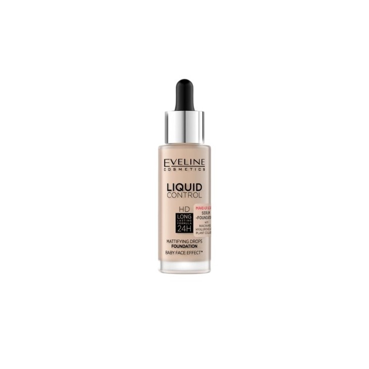 Eveline Liquid Control Gezichtsfoundation met Niacinamide in Druppelaar /010/ Light Beige ml