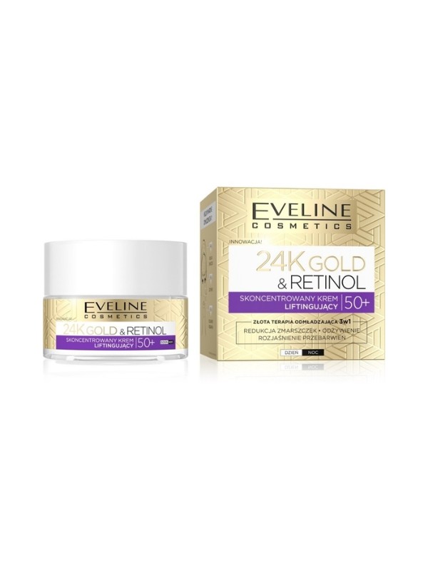 Eveline 24K Gold & Retinol Konzentrierte Gesichtscreme 50+ Lifting 50 ml