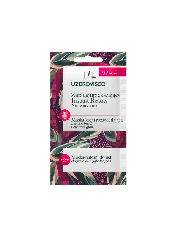 Uzdrovisco verschönernde Gesichts- und Lippenbehandlung Instant Beauty 8 ml: Aufhellende Gesichtscrememaske mit Vit.C + Balm-Mas