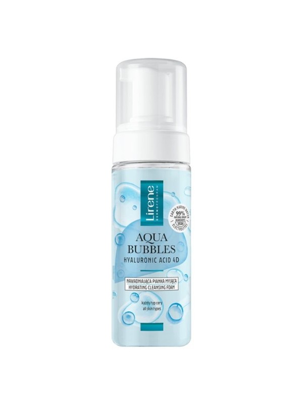 Lirene Aqua Bubbles Hyaluronic Acid 4D feuchtigkeitsspendender Gesichtsreinigungsschaum für alle Hauttypen 150 ml