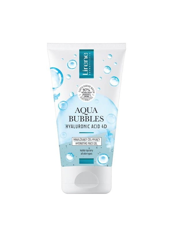 Lirene Aqua Bubbles Hyaluronic Acid 4D feuchtigkeitsspendendes Gesichtsreinigungsgel für alle Hauttypen 150 ml