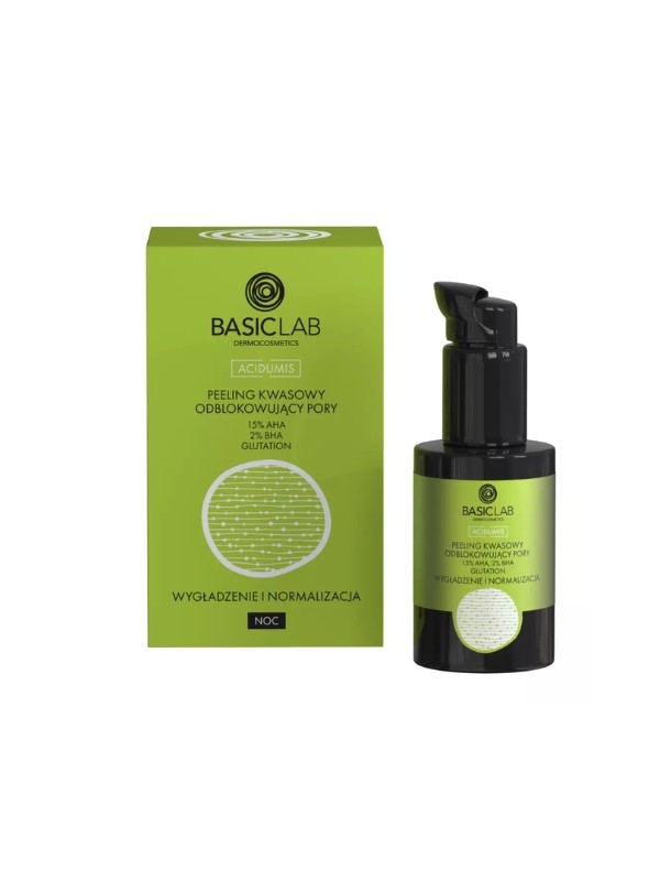 BasicLab Acidumis saures Peeling das die Poren mit den Säuren AHA 15 % und BHA 2 % befreit, 30 ml