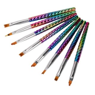 MollyLac Set of ombre and nail art brushes with a rainbow handle, 8 pieces