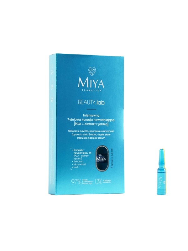 Miya BEAUTY .lab intensieve 7-daagse gezichtshydratatiebehandeling PGA en appelextract 5 ml