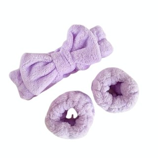 Spa set: Hair band + 2 plush hair bands Purple 1 set