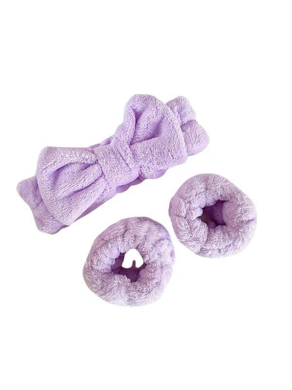 Spa-set: Haarband + 2 pluchen haarbanden Purple 1 set