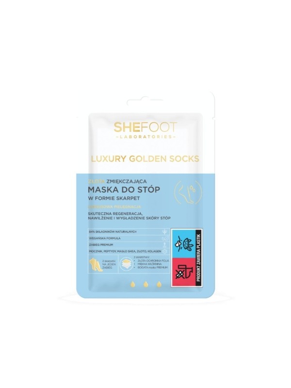 SheHand Luxury Golden Gloves Golden Softening Foot Mask in the form of socks 1 pair