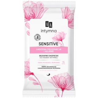 AA Sensitive Delicate wipes for intimate hygiene, gentle care and soothing, 15 pieces