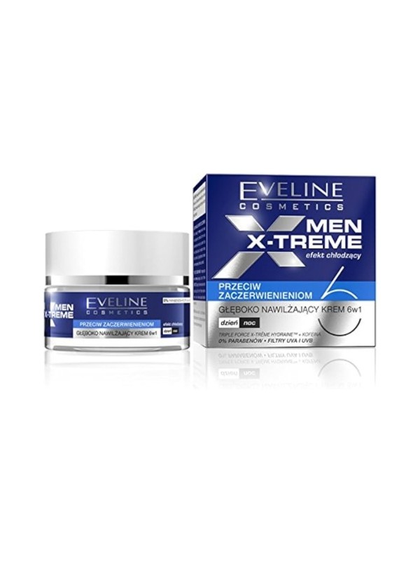 Eveline Men X-Treme 6in1 diep hydraterende Gezichtscrème voor mannen tegen roodheid 50 ml