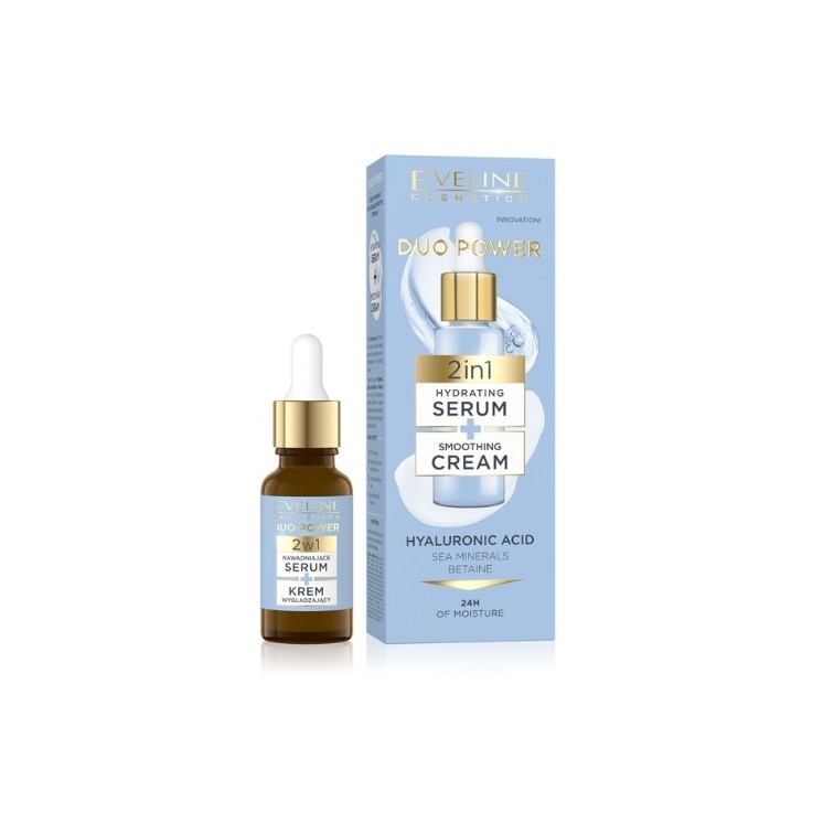 Eveline Duo Power 2in1 Hydraterend Serum + Gladmakende Gezichtscrème 18 ml