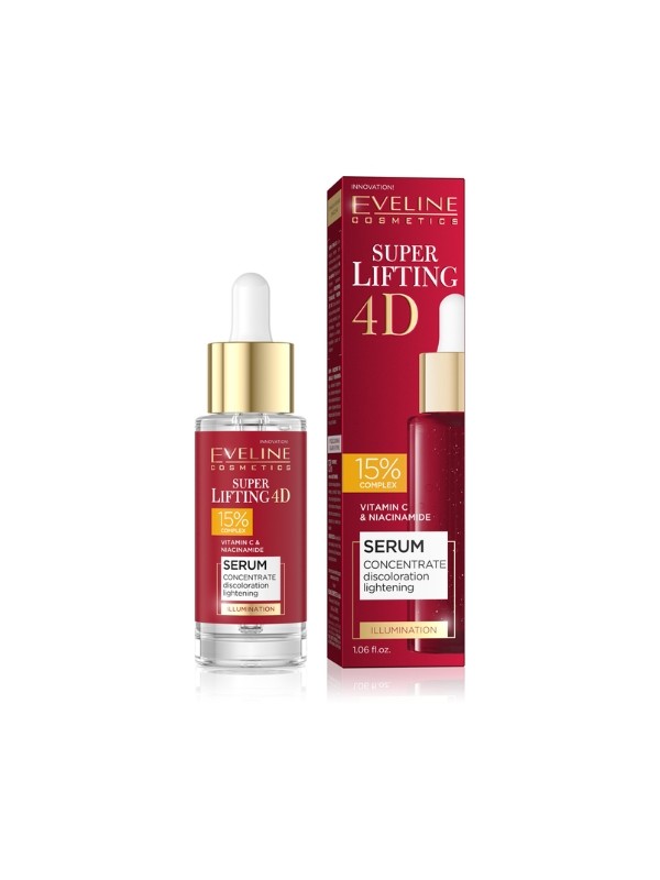 Eveline Super Lifting 4D Serum gezichtsconcentraat verheldert verkleuringen 15% Complex 30 ml