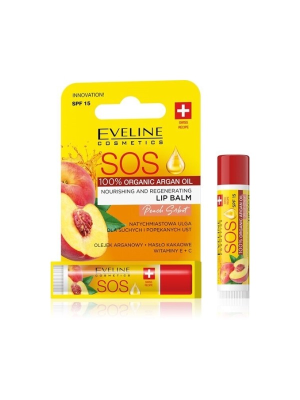 Eveline SOS nourishing and regenerating Lip balm SPF15 Peach