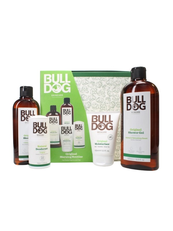 Bulldog Morning Rutine Lichaamsverzorgingsset: Douchegel 500 ml + Anti-transpirant Roll-on 75 ml + Shampoo 300 ml + Crème