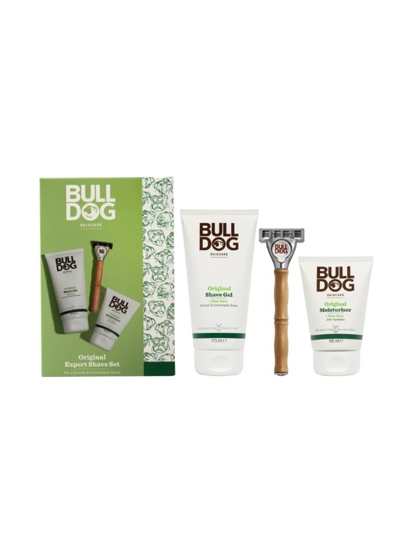 Bulldog Expert Shave Scheerset: Scheergel 175 ml + Hydraterende gezichtscrème 100 ml + Scheermes