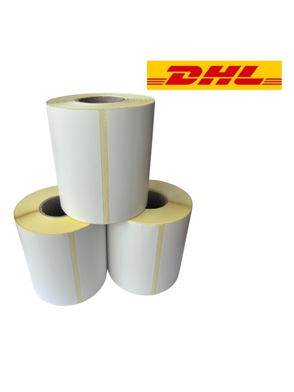 DHL Versandetikett weiß, 102 mm x 210 mm, 210 Etiketten auf Rolle, 25 mm Kern, ECO Thermo, langlebig 3er-Pack