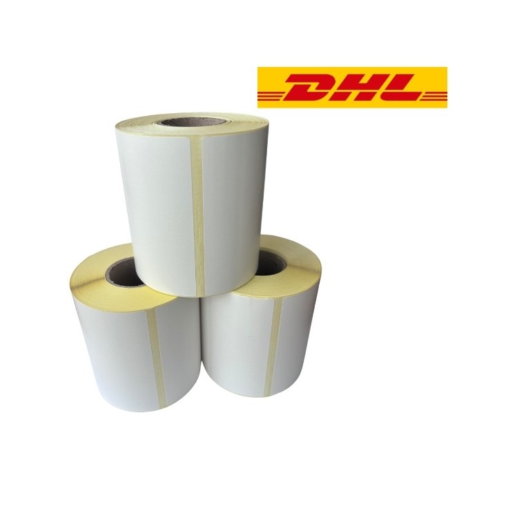 DHL Versandetikett weiß, 102 mm x 210 mm, 210 Etiketten auf Rolle, 25 mm Kern, ECO Thermo, langlebig 3er-Pack
