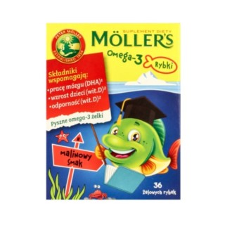 Moller's Omega-3 Rybki Jellies met frambozensmaak 36 stuks