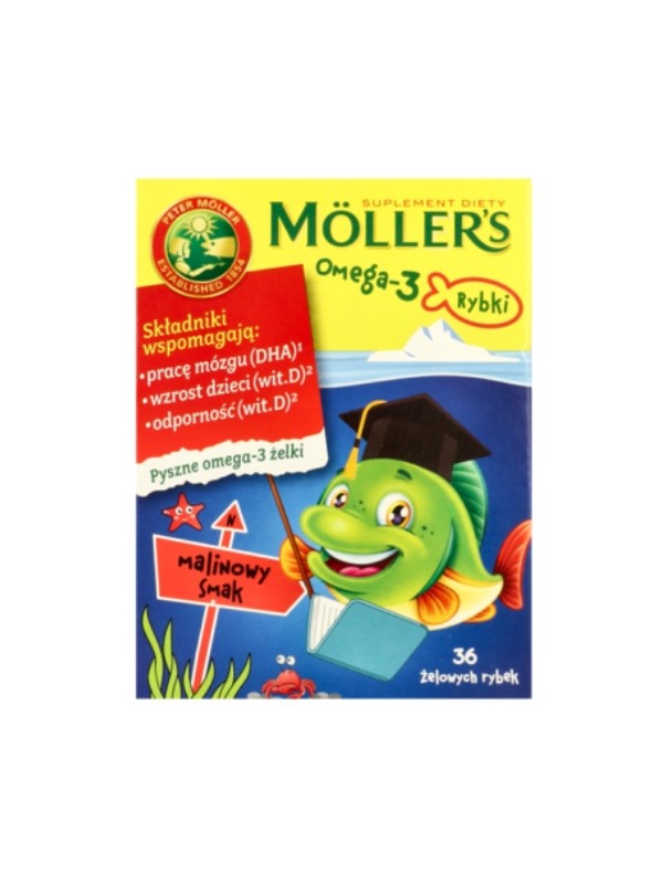 Moller's Omega-3 Rybki Gelees mit Himbeergeschmack, 36 Stück