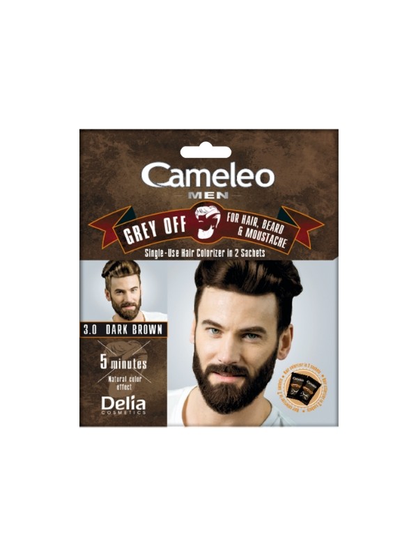 Delia Cameleo Men Grey Off Kleurcrème voor haar en baard /3.0/ Dark Brown mlx2