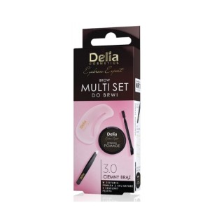 Delia Eyebrow Expert Multi Set for eyebrows Set: Tweezers + 3 Stencils + Pomade with applicator 3.0 Brown