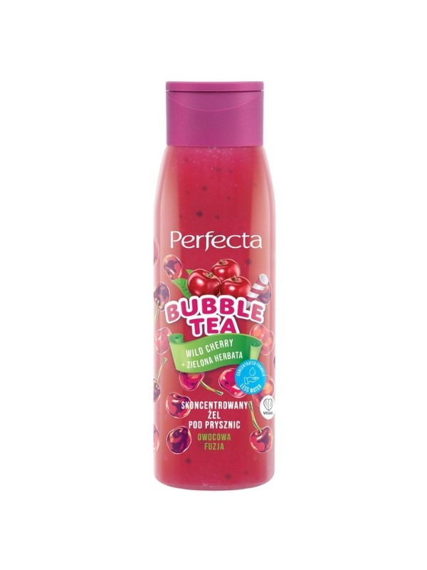 Perfecta Bubble Tea konzentriertes Wildkirsch Cherry Duschgel + Grüner Tee 400 ml