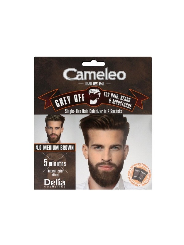 Delia Cameleo Men Grey Off Coloring cream for hair and beard /4.0/ Medium Brown 15 mlx2