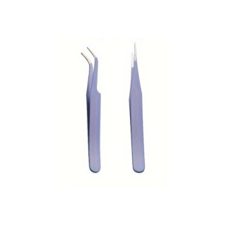 Set of 2 precision tweezers for hair removal, eyelash application, nail art Purple