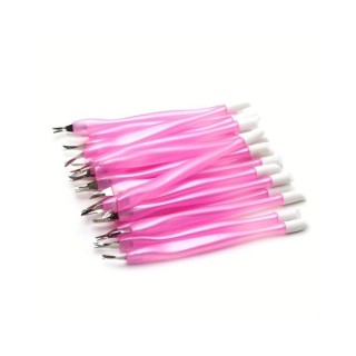 Set of double-sided Pink cuticle removal tools, 10 pieces